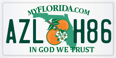 FL license plate AZLH86