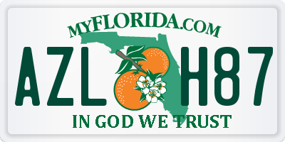 FL license plate AZLH87
