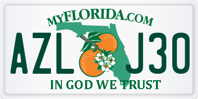 FL license plate AZLJ30