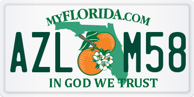 FL license plate AZLM58