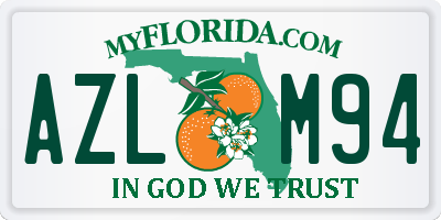 FL license plate AZLM94