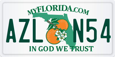 FL license plate AZLN54