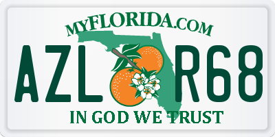 FL license plate AZLR68