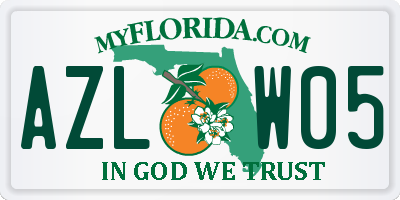 FL license plate AZLW05