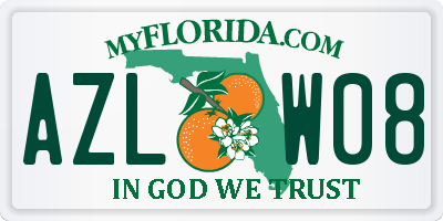FL license plate AZLW08