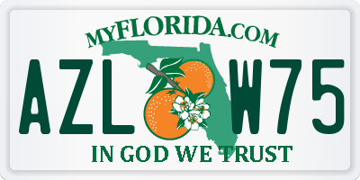 FL license plate AZLW75