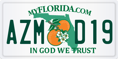 FL license plate AZMD19