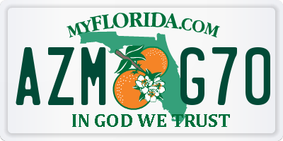 FL license plate AZMG70