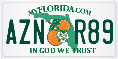 FL license plate AZNR89