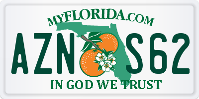 FL license plate AZNS62