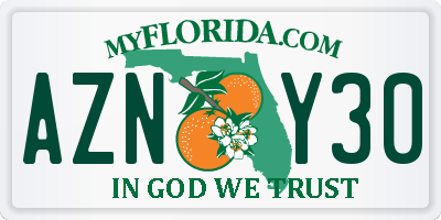 FL license plate AZNY30
