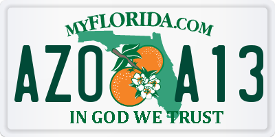 FL license plate AZOA13