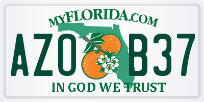 FL license plate AZOB37