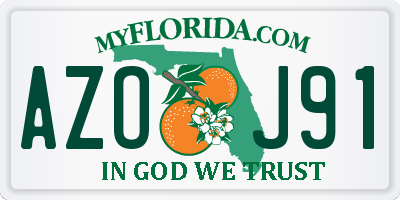 FL license plate AZOJ91