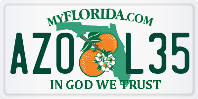 FL license plate AZOL35