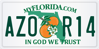 FL license plate AZOR14