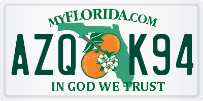 FL license plate AZQK94