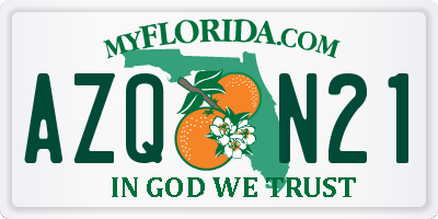 FL license plate AZQN21