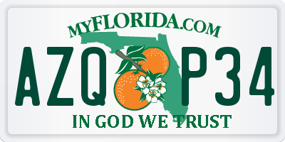 FL license plate AZQP34