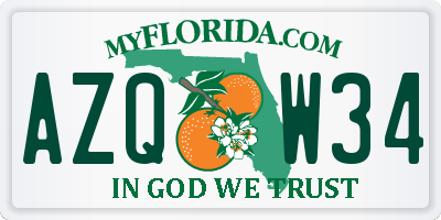 FL license plate AZQW34