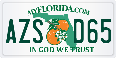 FL license plate AZSD65