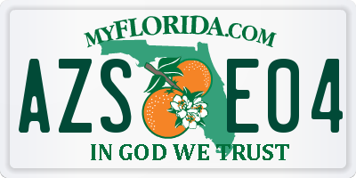 FL license plate AZSE04