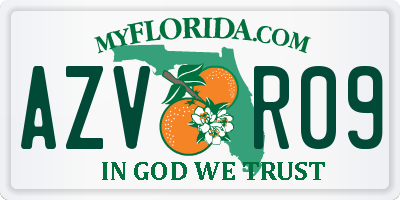 FL license plate AZVR09
