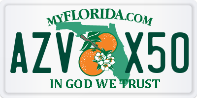 FL license plate AZVX50