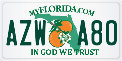 FL license plate AZWA80