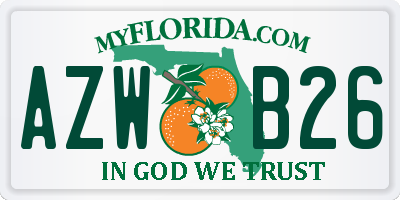 FL license plate AZWB26