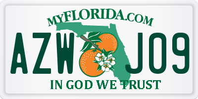FL license plate AZWJ09