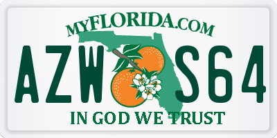 FL license plate AZWS64
