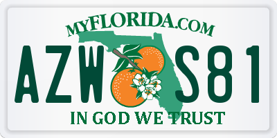 FL license plate AZWS81