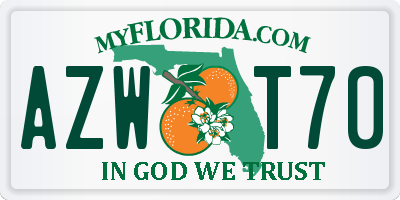FL license plate AZWT70