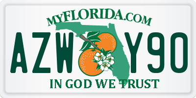 FL license plate AZWY90