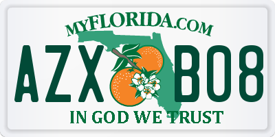 FL license plate AZXB08