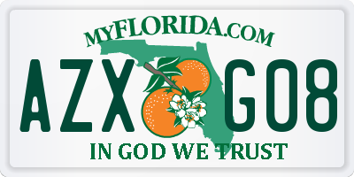FL license plate AZXG08