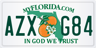 FL license plate AZXG84