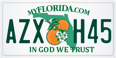 FL license plate AZXH45