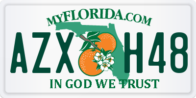 FL license plate AZXH48