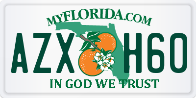 FL license plate AZXH60