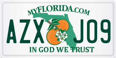 FL license plate AZXJ09