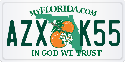 FL license plate AZXK55