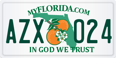 FL license plate AZXO24