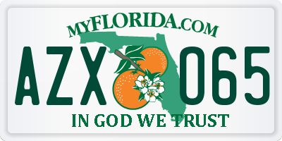 FL license plate AZXO65