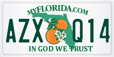 FL license plate AZXQ14