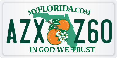 FL license plate AZXZ60
