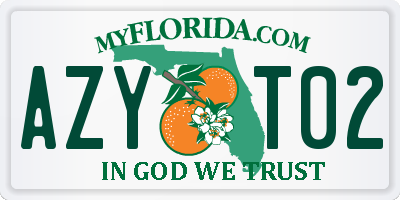 FL license plate AZYT02