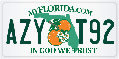 FL license plate AZYT92