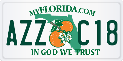 FL license plate AZZC18